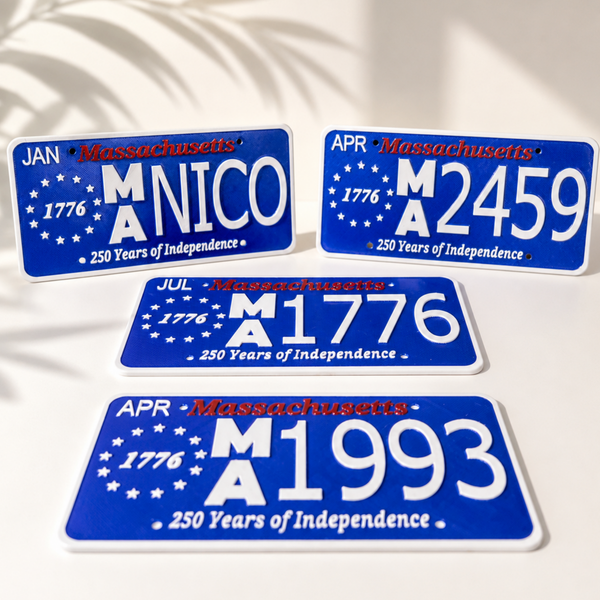 Custom Massachusetts License Plate 250th Anniversary