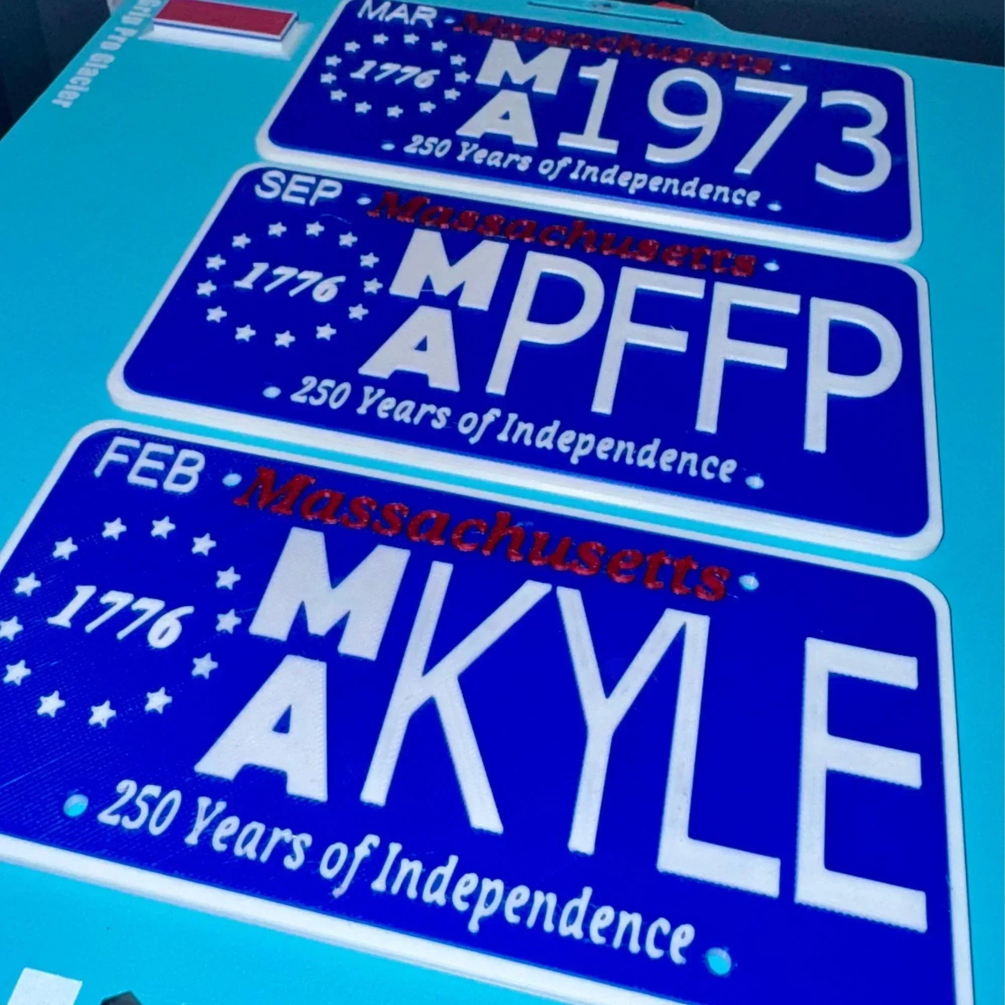 Custom Massachusetts License Plate 250th Anniversary