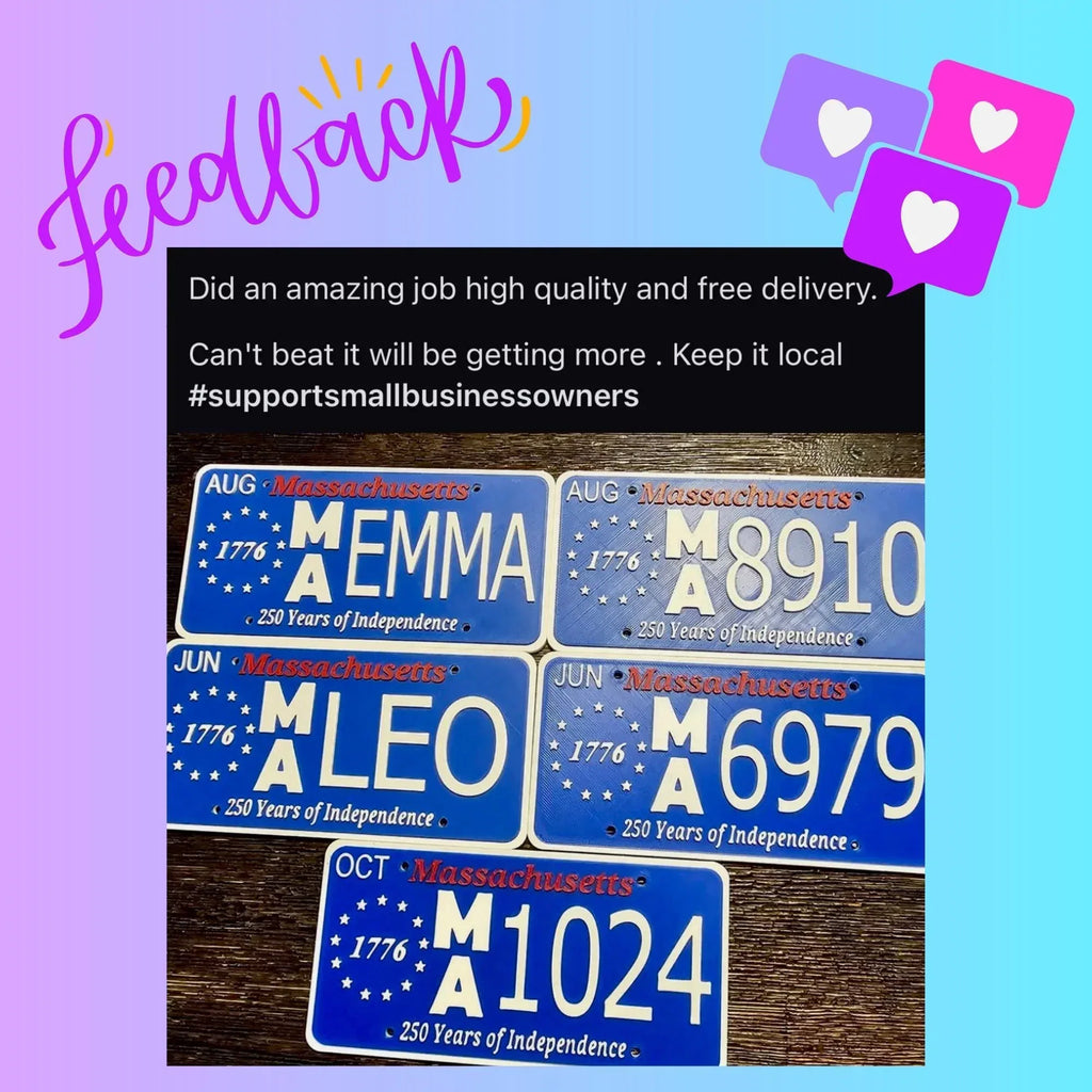 Custom Massachusetts License Plate 250th Anniversary