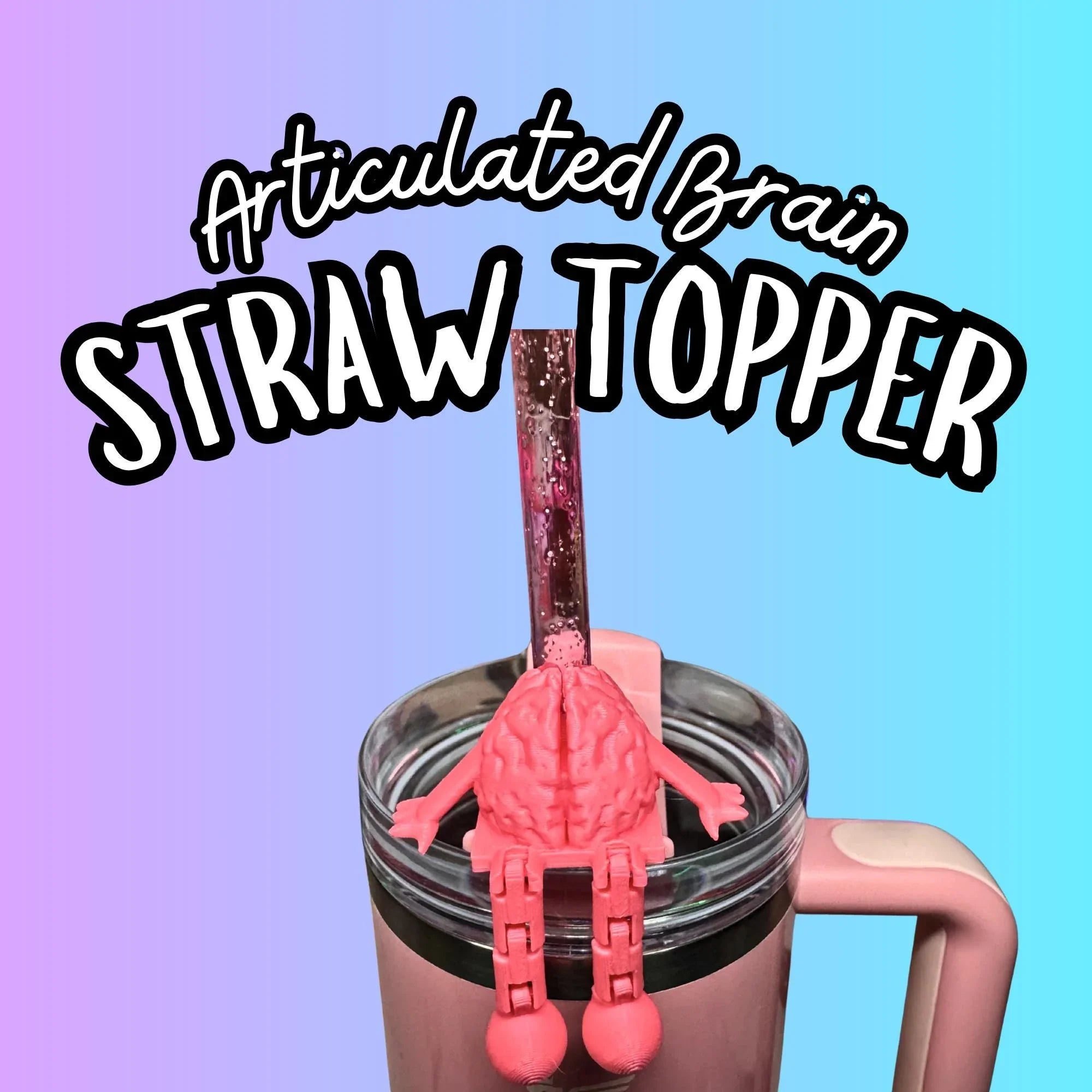 Articulated Brain Straw Topper Buddy