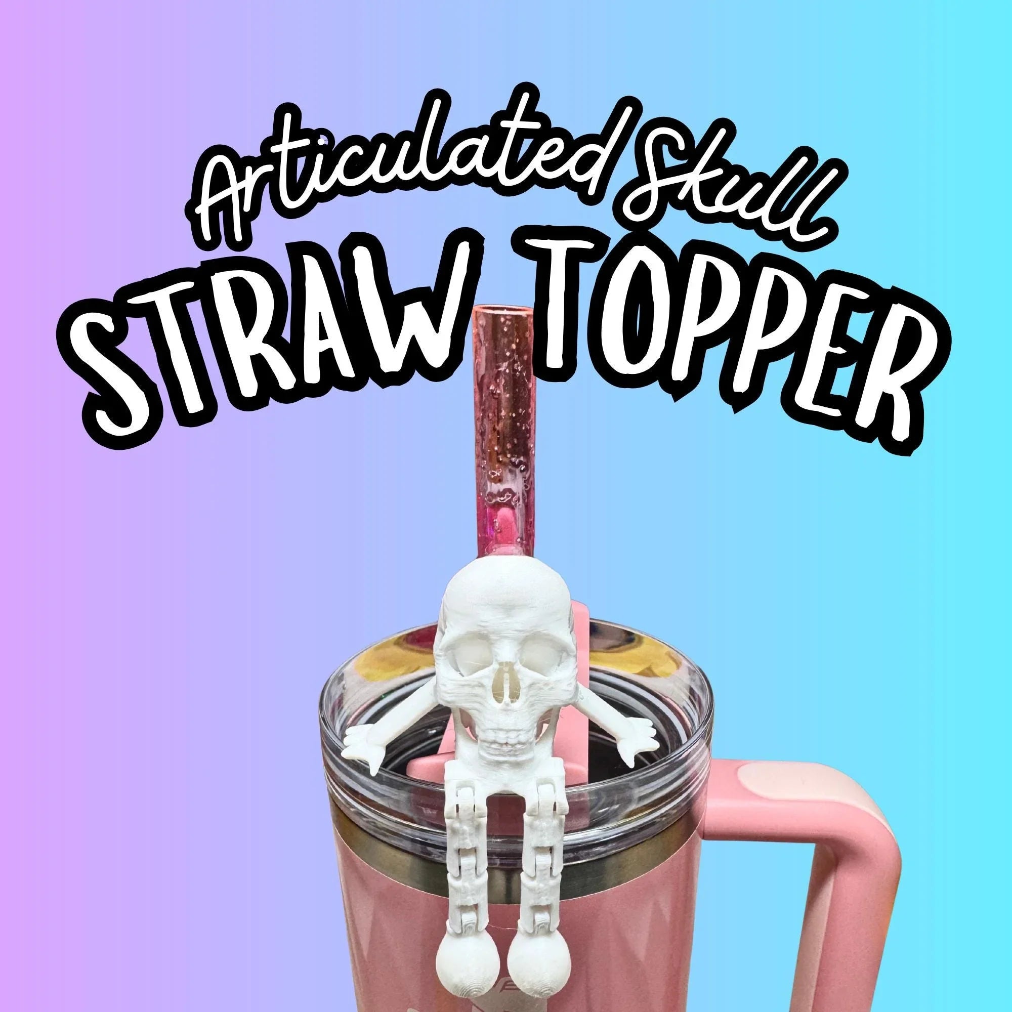 Articulated Skull Straw Topper Buddy