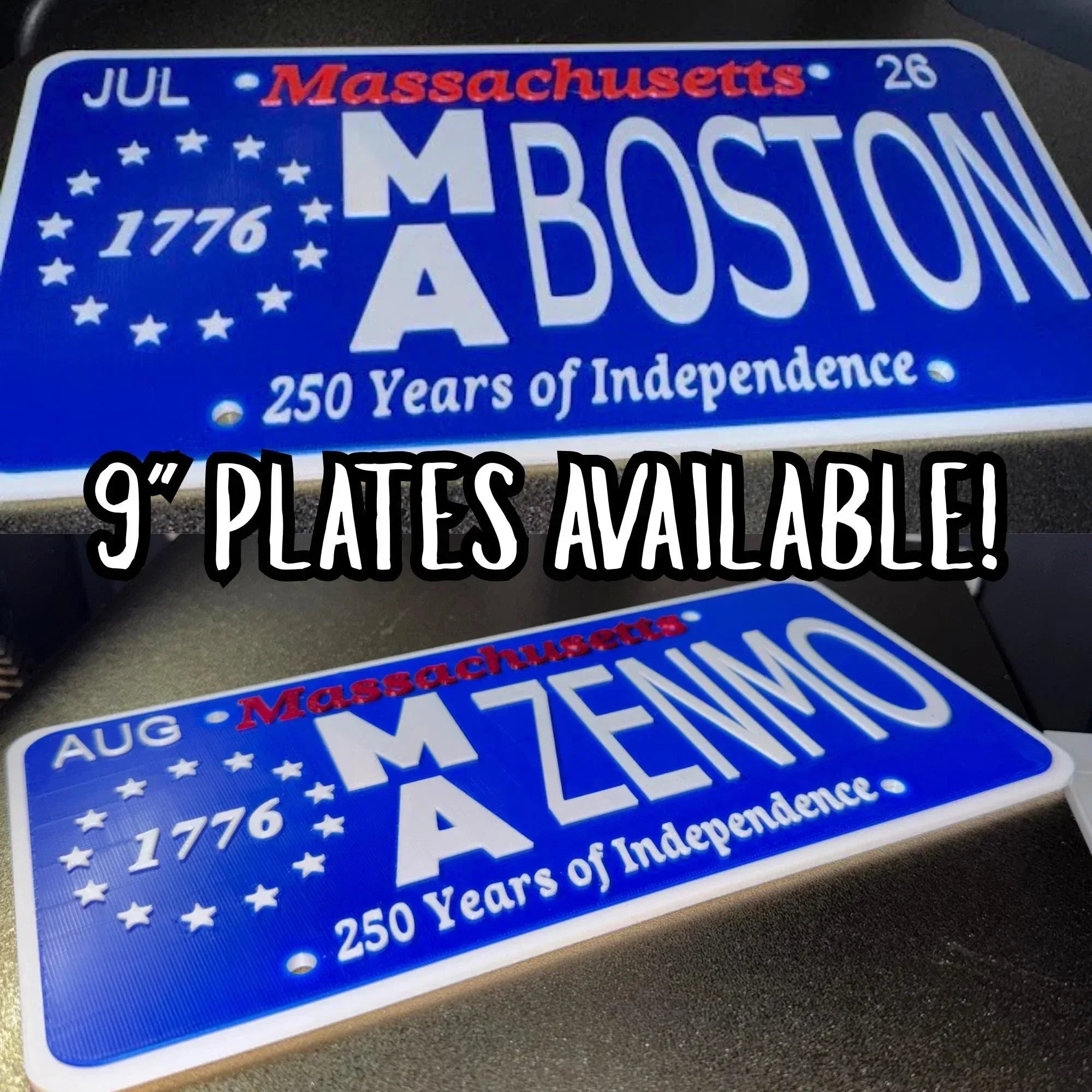 Custom Massachusetts License Plate 250th Anniversary