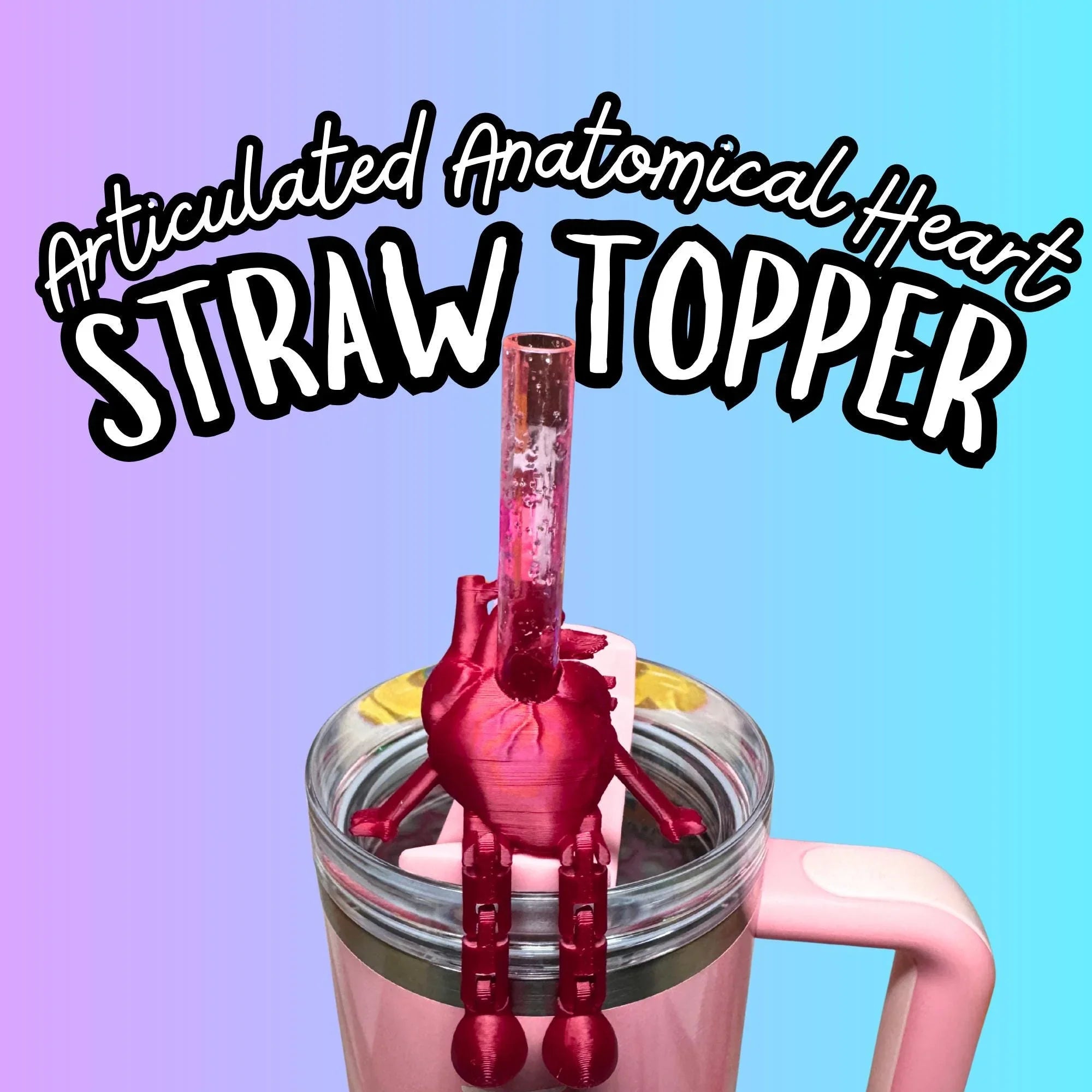 Articulated Anatomical Heart Straw Topper Buddy
